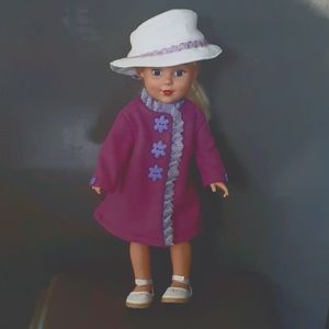 18 inch doll hat, coat, and shoes
